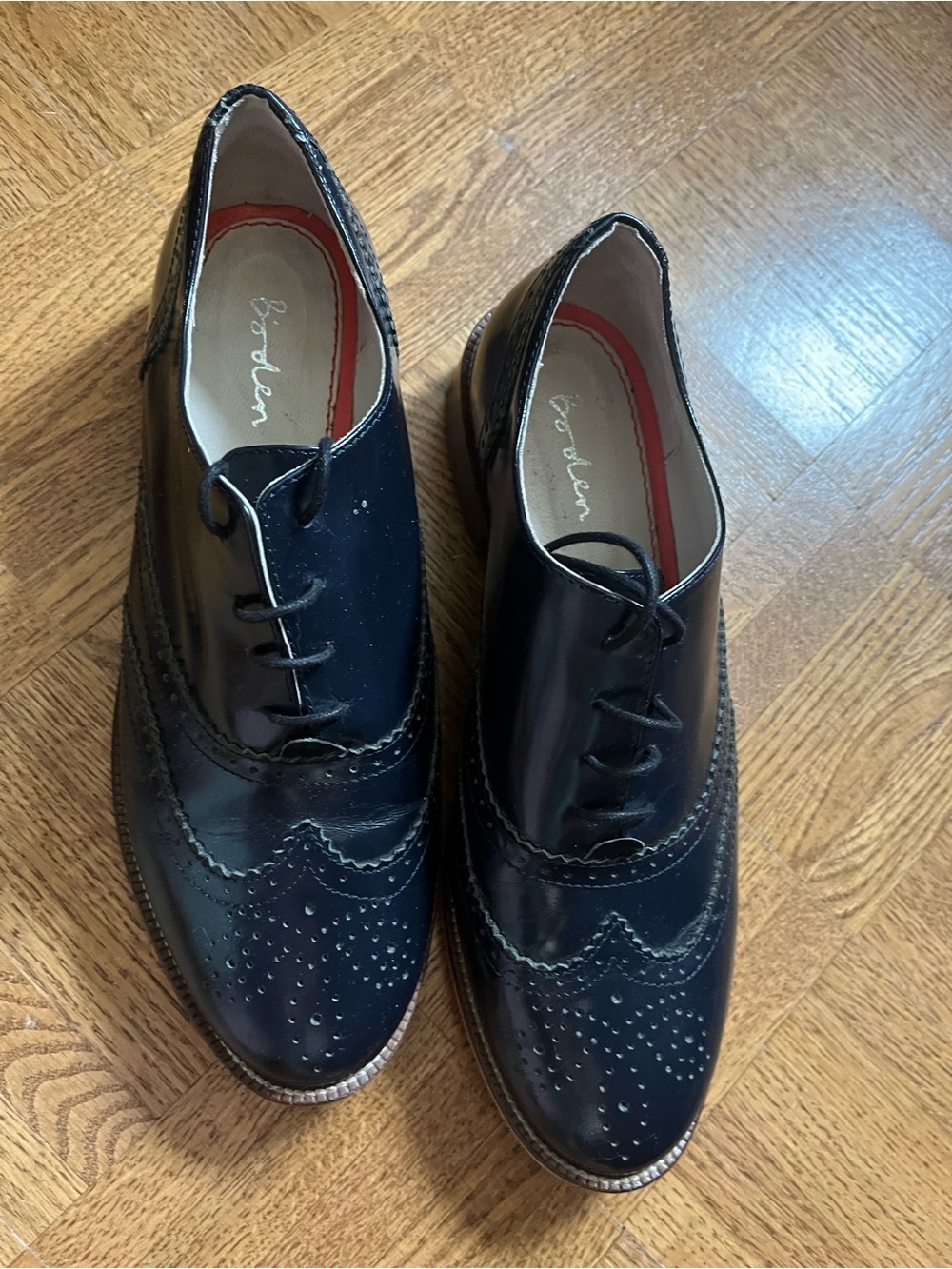 Boden Navy Patent Leather Wingtip Loafers - Picture 2 of 9